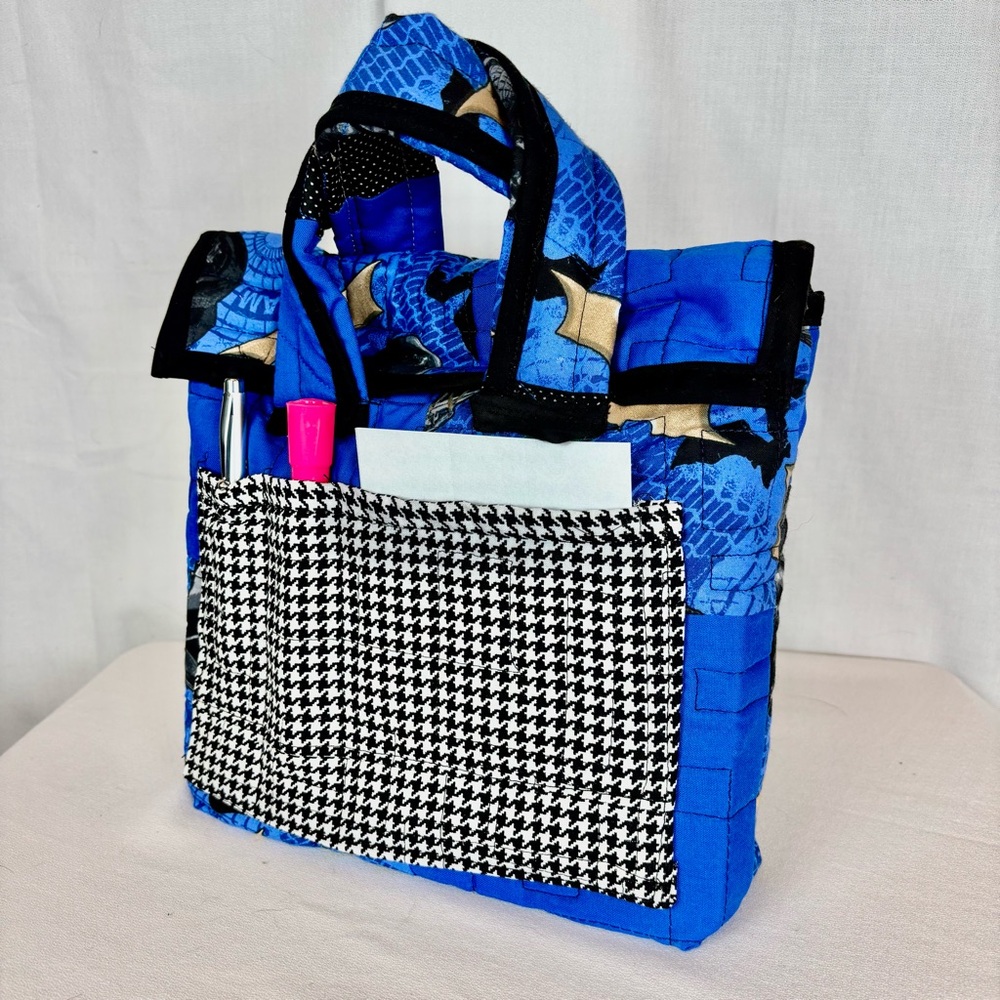 Handmade Upcycled Quilt Bible Tote Bag | Batman Carryall‎ with Pocket